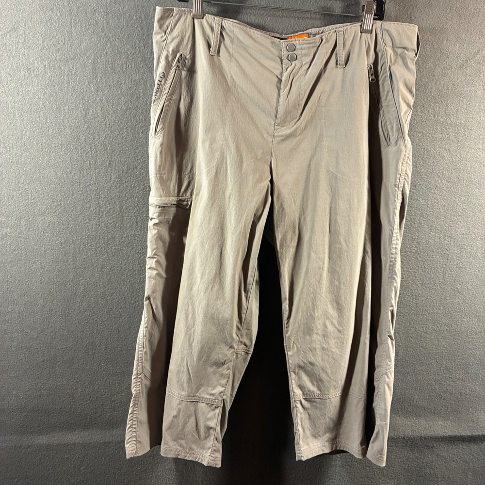 Merrell women nylon cargo capris 16 tan outdoor Hiking camping Pants Spandex